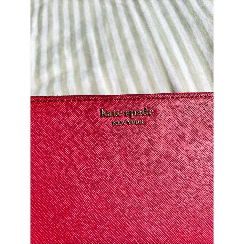 Kate Spade Cameron Large Zip Around Wallet Rosso Red Colorblock Accordion